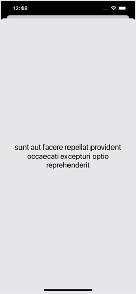 Screenshot of a mobile device with a Latin quote: "sunt aut facere repellat provident occaecati excepturi optio reprehenderit"